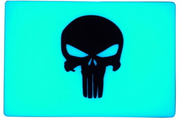 Image of TEC Accessories BEACON Patch, 3in X 2in X 0.19in, Proprietary Embrite Compound Construction, Hook And Loop Backing, Punisher Artwork, Glows Aqua In The Dark, EMP-004-A