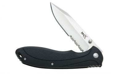Image of TecX X Pro 2  440 Stainless Drop Point Blade with Partial Serration, Folding Knife, Black, 3.75 75676