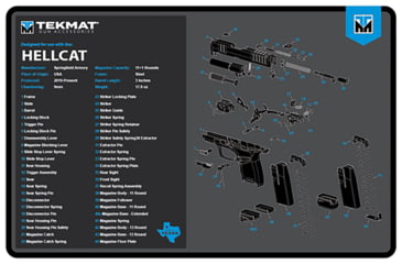 Image of TekMat Springfield Armory Hellcat Cleaning Mat Black/Blue/White Rubber 11" x 17", TEKR17HELLCATBLU