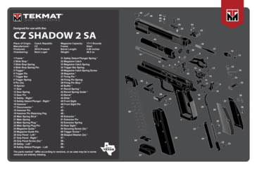 Image of TekMat CZ-75 Shadow 2 SA Gun Cleaning Mat, Black/White, Rubber, 11 x 17in, TEKR17CZSHDW2