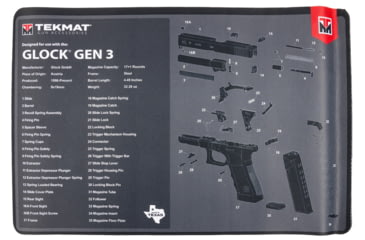 Image of TekMat Glock Gen3 Gun Cleaning Mat, Black/White, Rubber, 11 x 17in, TEKR17GLOCKG3