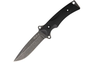 Image of Tekut Tactical Fixed Blade Stonewash Fixed Blade Knife, 4.5in, Standard Edge, Drop Point, Black Stonewash, Black, G10 Handle TKHK2608