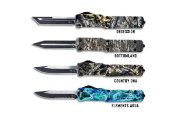 Image of Templar Knife Premium Weighted Small Zinc Mossy Oak OTF Knife, 3in, Dagger, Black D2, Mossy Oak Bottomland Handle, SZ-MOB-12-1