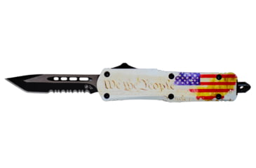 Image of Templar Knife Gen II Small We The People OTF Automatic Folding Knife, 2.75in, D2, Tanto Blade, Serrated, Black Finish, Metal Alloy Handle, S-WTP-53-1