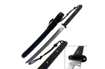 Image of Ten Ryu Fixed Blade, 19.5in, 1045 Carbon Steel Blade, Black Wood Overlay Handle TR-034M