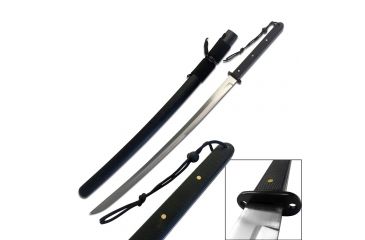 Image of Ten Ryu Fixed Blade, 39in, 1045 Carbon Steel Blade, Black Wood Overlay Handle TR-034L