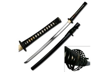 Image of Ten Ryu Fixed Blade, 40.5in, Carbon Steel Blade, Black Cord Wrapped With Real Ray Skin Handle TR-003