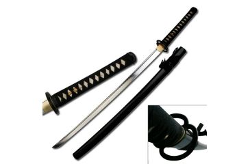 Image of Ten Ryu Fixed Blade, 40.5in, Carbon Steel Blade, Black Cord Wrapped With Real Ray Skin Handle TR-004