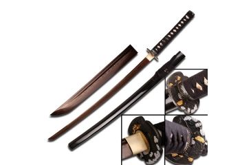Image of Ten Ryu Fixed Blade, 40.5in, Carbon Steel Blade, Black Cord Wrapped With Real Ray Skin Handle TR-026
