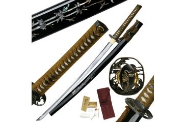 Image of Ten Ryu Fixed Blade, 41in, Carbon Steel Blade, Brown Cord Wrapped With Real Ray Skin Handle MC-3060