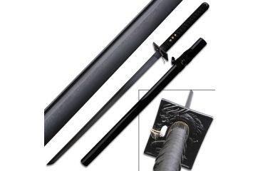 Image of Ten Ryu Fixed Blade, 41in, Damascus Steel Blade, Black Cord Wrapped Handle TR-017BD