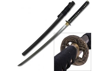 Image of Ten Ryu Fixed Blade, 42in, 1045 Carbon Steel Blade, Black Cord Wrapped Handle TR-036BK