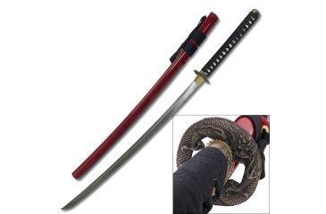 Image of Ten Ryu Fixed Blade, 42in, 1045 Carbon Steel Blade, Black Cord Wrapped Handle TR-036RD