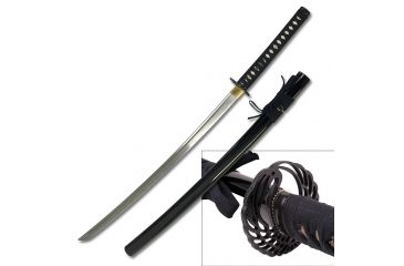 Image of Ten Ryu Fixed Blade, 42in, 1045 Carbon Steel Blade, Black Cord Wrapped Handle TR-038