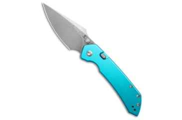 Image of Tenable Knives Tenable Fenrir Top Liner Lock Knife Blue Aluminum 3.4" Damascus, Blue, Damascus, adult, BHQ-223402