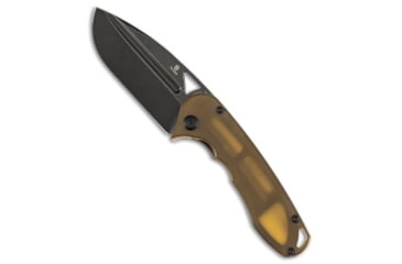 Image of Tenable Knives Tenable Knives Bombur Liner Lock Knife Amber Ultem 3.5" Black Stonewash, Yellow, D2, adult, BHQ-226766