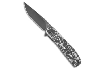 Image of Tenable Knives Einar Folding Knife, 3.13in, Nitro V Steel, Drop Point Blade, Carbon Fiber, Black/White Handle, Black/White/Black Gray, 7.21 inch, BHQ-215844