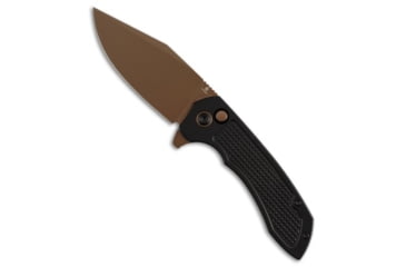 Image of Tenable Knives Tenable Knives Entity Button Lock Knife Black Checkered Al 3.5" Rose Gold, Black, 14C28N, adult, BHQ-226749