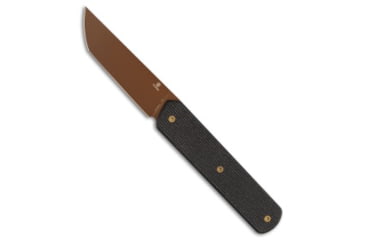 Image of Tenable Knives Tenable Knives Foosa Fixed Blade Knife Black Micarta 3.1" Rose Gold, Black, D2, adult, BHQ-234353