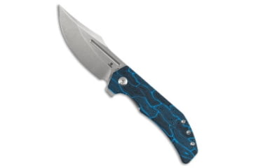 Image of Tenable Knives Tenable Orion Liner Lock Knife Blue Topo G-Mascus 3.1" Stonewash*DISC*, Black/Blue, 14C28N, adult, BHQ-236377