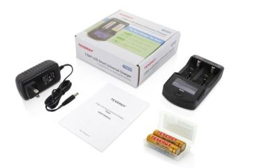 Image of Tenergy TN261 2 Bay Smart Universal Charger,Black w/2 x T35U 3.6V 3500mAh Li-Ion Rechargeable Batteries, 02261-02