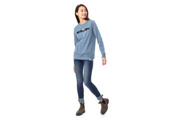 Image of Tentree Happy PO Fleece Crewneck, Womens, Blue Mirage, Large, FA18-WFHAP-BLU-L