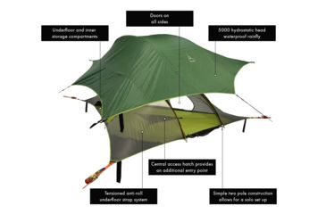 Image of Tentsile Tents Stingray Tree Tent, 3-Person, 880 lbs/ 400 kg Max Weight Capacity, Forest Green, S3FOR
