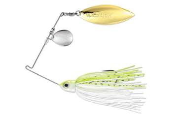 Image of Terminator Pro Series Spinnerbait, Colorado/Willow Blades, Nickel/Gold Blade Finish, Chartreuse and White Shad, 1/2oz, PSS12CW02NG