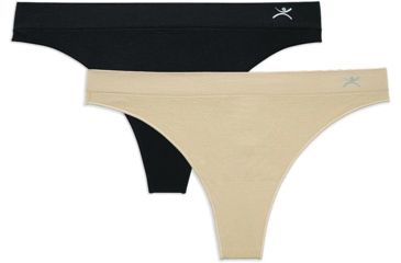 Image of Terramar Seamless Thong 2pk Blk/tan Sm W9050-065 SM