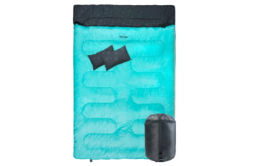 Image of TETON Sports Cascade 40 F Double Sleeping Bag with Pillows, Double-Wide, Teal/Grey, 1320