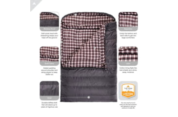 Image of TETON Sports Fahrenheit 0 F Mammoth Double Sleeping Bag, Double-Wide, Grey/Red, 1077