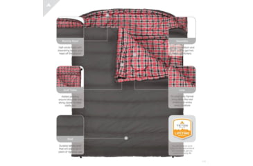 Image of TETON Sports Fahrenheit 20 F Mammoth Double Sleeping Bag, Double-Wide, Grey/Red, 1064