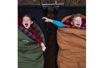 Image of TETON Sports Lil Bridger 0 F Junior Canvas Sleeping Bag for Kids, Green/Plum, Junior, 10042