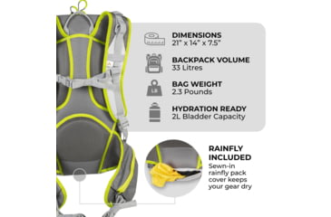 Image of TETON Sports Pursuit 2000 Backpack, Grey, 33L, 1200