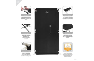 Image of TETON Sports Universal XL Camp Cot with Pivot Arm, Black, Extra Large, 1082A