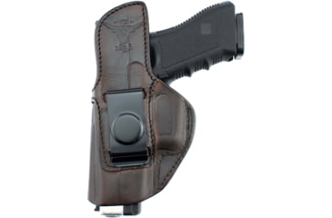 Image of Texas 1836 Clip-On Outside The Waistband Holster, Right Hand, SIG Sauer P320 Compact, Glock 19, With No Attachment, Brown, TX-CO-OWB-522