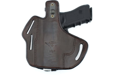 Image of Texas 1836 Three Slots - Thumb Release OWB Holster, Right Hand, Most Glock Full Size 9mm/.40 and Similar Frame, With No Attachment, Brown, TX-3SLOTS-TB-302