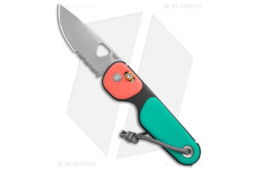 Image of The James Brand The Redstone Slide Lock Folding Knife, 2.43in, Sandvik 12C27, Drop Point Blade, Polypropylene, Green/Red Handle, Green/Red/Gray, 6.125 inch, BHQ-138813