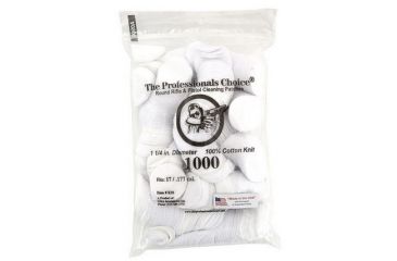 Image of The Professionals Choice 100% Cotton Knit White Round Patches, 1.25in, Large, 17/.177 cal., 1000pk R20