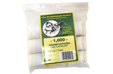 Image of The Professionals Choice 100% Cotton Knit White Round Patches, 1.75in, Large, .270 cal./7mm, 1000pk R23
