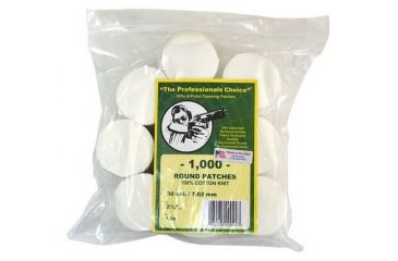 Image of The Professionals Choice 100% Cotton Knit White Round Patches, 2.25in, Large, 30 cal./7.62mm, 1000pk R24