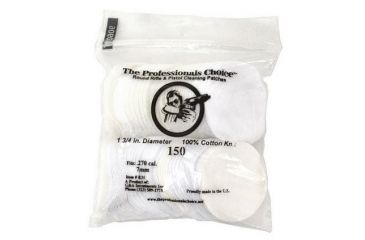 Image of The Professionals Choice 100% Cotton Knit White Round Patches, 1.75in, Small, .270 cal./7mm, 150pk R31
