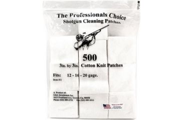 Image of The Professionals Choice 100% Cotton Knit White Square Patches, 3x3, Large, Shotgun 12-16-20 ga, 500pk 2