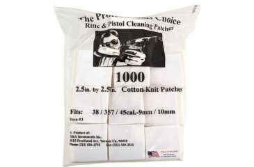Image of The Professionals Choice 100% Cotton Knit White Square Patches, 2.5x2.5, Large, 38/357/9mm/10mm, 1000pk 3