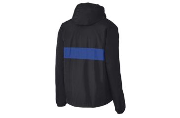 Image of Thin Blue Line 1/2 Zip Hooded - Embroidered - FLAG-TBL-1/2ZIP-HOODED-BLK/BLU-2XL