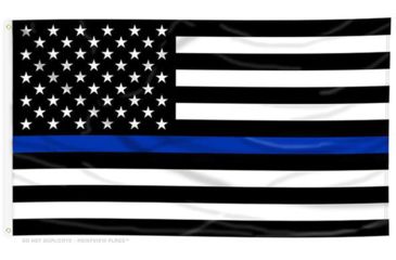 Image of Thin Blue Line American Flag With Grommets, Thin Blue Line - BLUE-AMERICAN-3X5