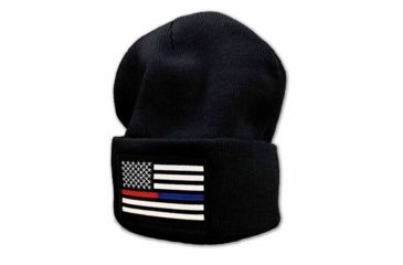 Image of Thin Blue Line Beanie - Dual Line American Flag, Thin Red Line - DUAL-BN-BLACK