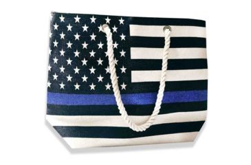 Image of Thin Blue Line Canvas Tote Bag, American Flag, Thin Blue Line - BAG-CANVAS-TBL