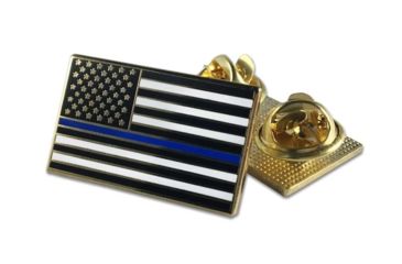 Image of Thin Blue Line Classic American Flag Pin, Double Clutch Backing, Thin Blue Line - PIN-CLASSIC
