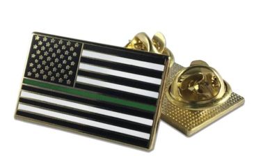 Image of Thin Blue Line Classic, Double Clutch Pin - Thin Green Line American Flag - PIN-CLASSIC-TGL